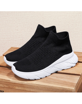 Fashion Men's Black Sneakers Red Rubber Bottom Sneaker